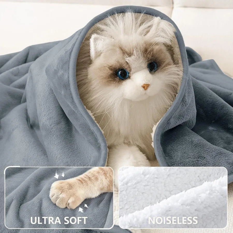 Waterproof Dog Bed Blanket Reversible Sherpa Fleece Protector