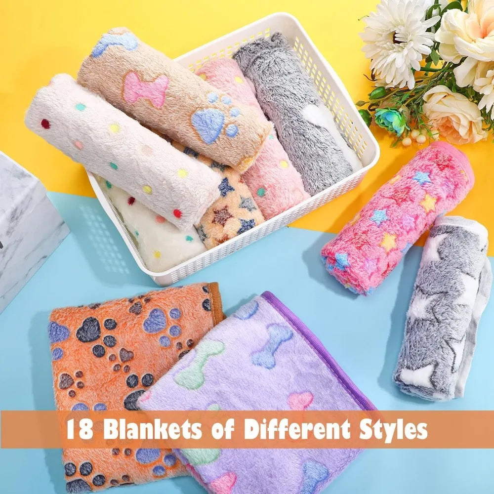 Sweet 18 Pack Fleece Pet Blankets Cozy Sleep Mats For Pets