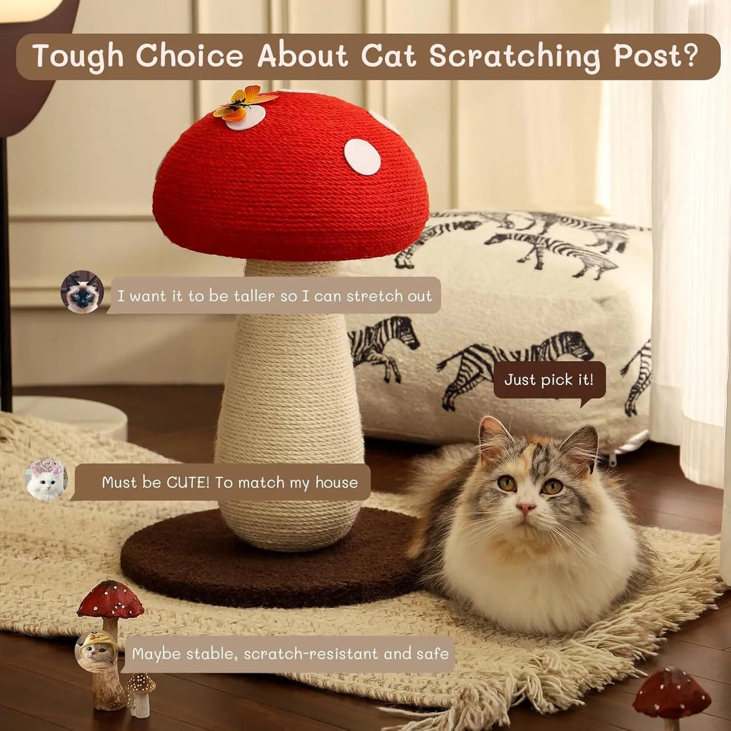 Oor Cats Mushroom Cat Tree Scratching Post Sisal Tower