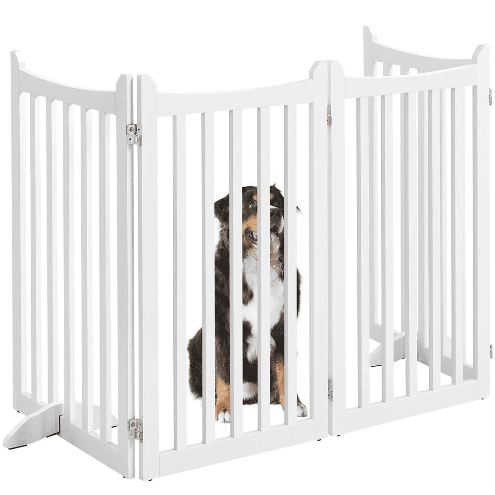 XMSJ Four Panel Foldable Wooden Dog Gate Pet Barrier