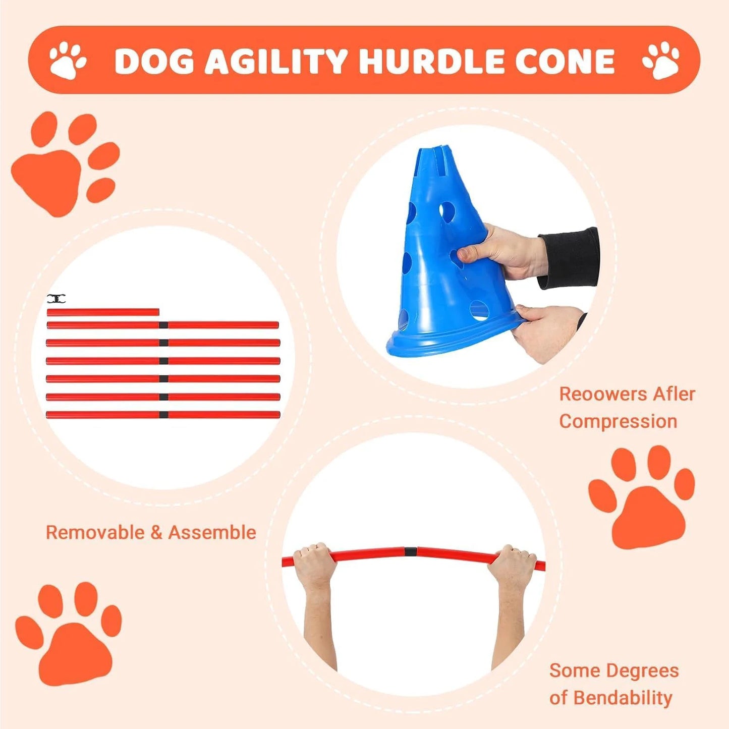Hignconcerned Dog Agility Hurdle Cone Set With 12 Cones