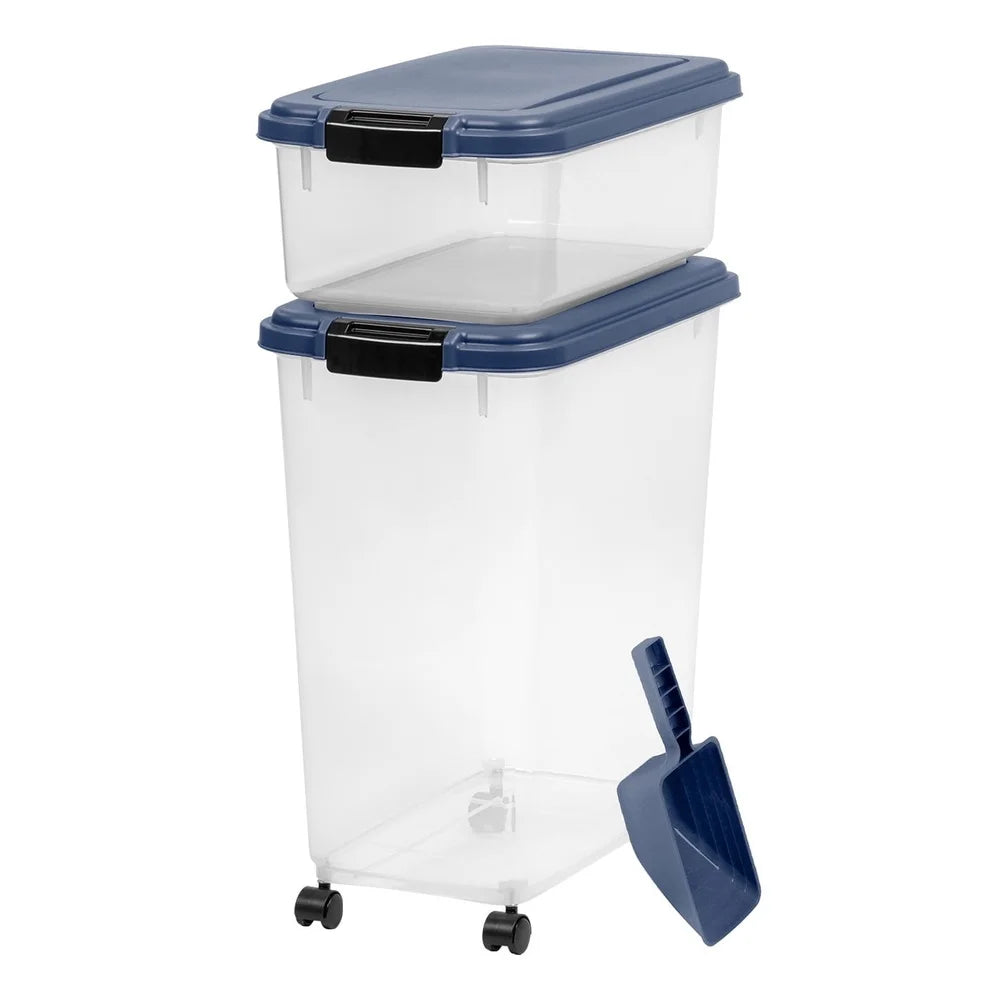 XMSJ Airtight Pet Food Container Set With Scoop And Wheels