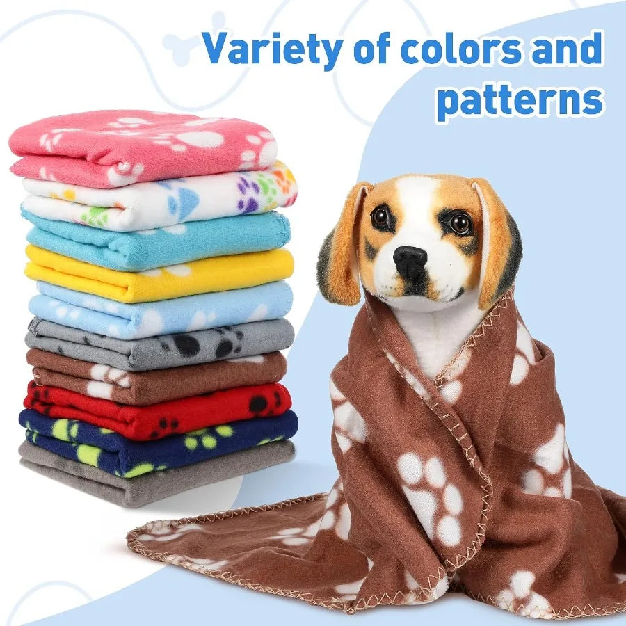 High-Concerned 10 Piece Paw Print Pet Blankets For Dogs Cats