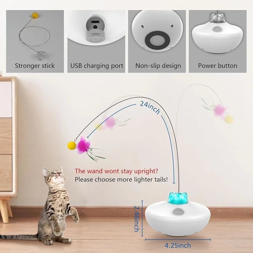 Fujian Interactive Rechargeable Cat Toy Flying Feather Wand