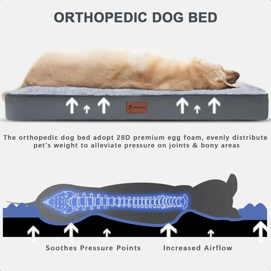 Waterproof Orthopedic Dog Bed for Crate with Washable Cover Foam