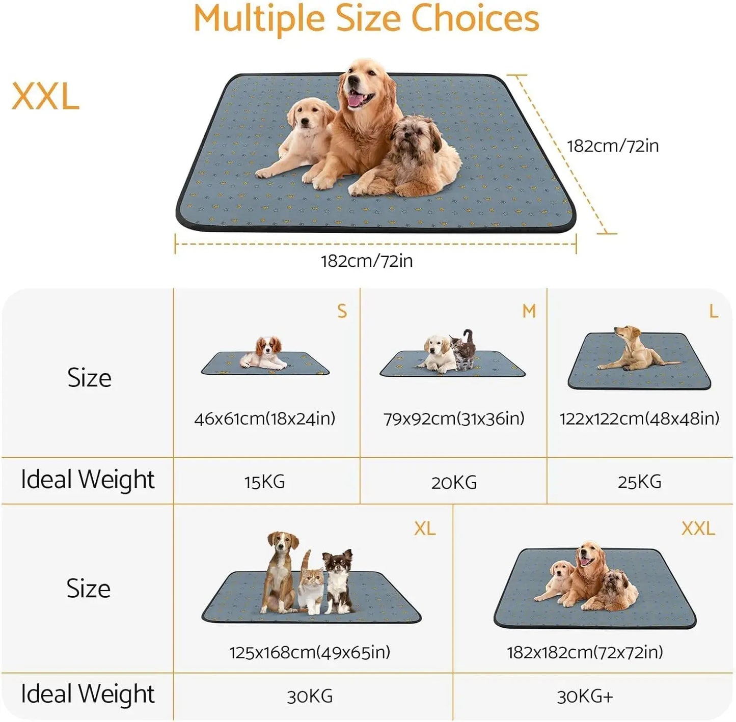 Reusable Washable Dog Pee Pads Non Slip Waterproof Shark Print