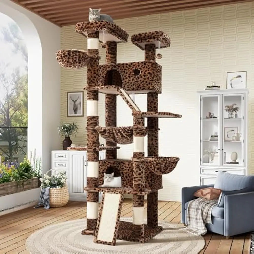 Premium Hyperdurable Cat Tree Tower Incorporating Extrawide Hammock Reinforced Posts