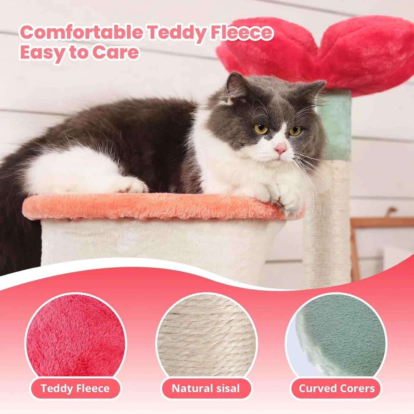 ZUIJI Flower Dign Cat Tree Multi Level Tower For Cats