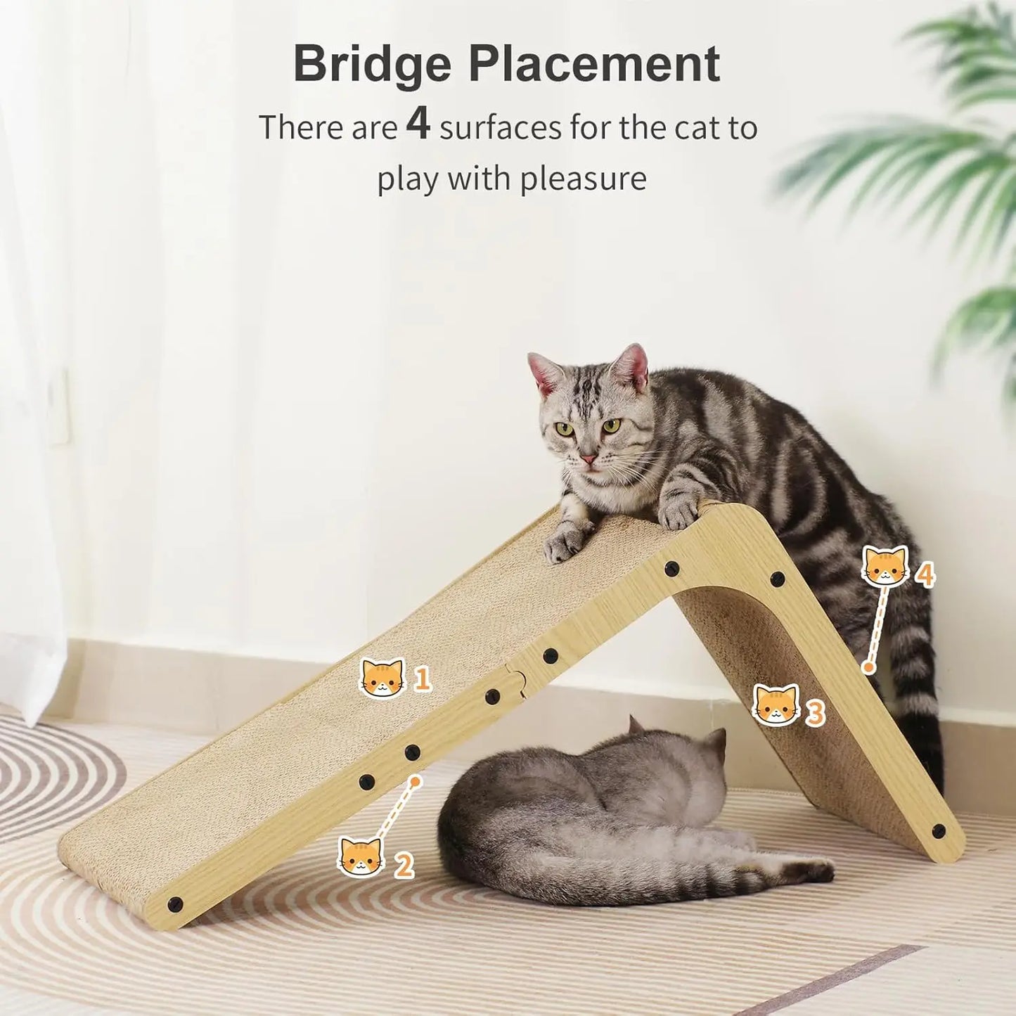 Cat Scratching Board L Shaped Wall Mounted Indoor Toy Ball