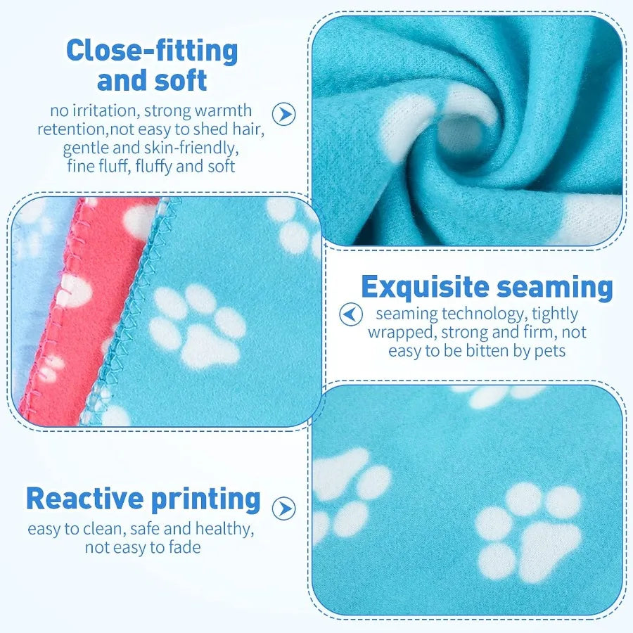 High-Concerned 10 Piece Paw Print Pet Blankets For Dogs Cats