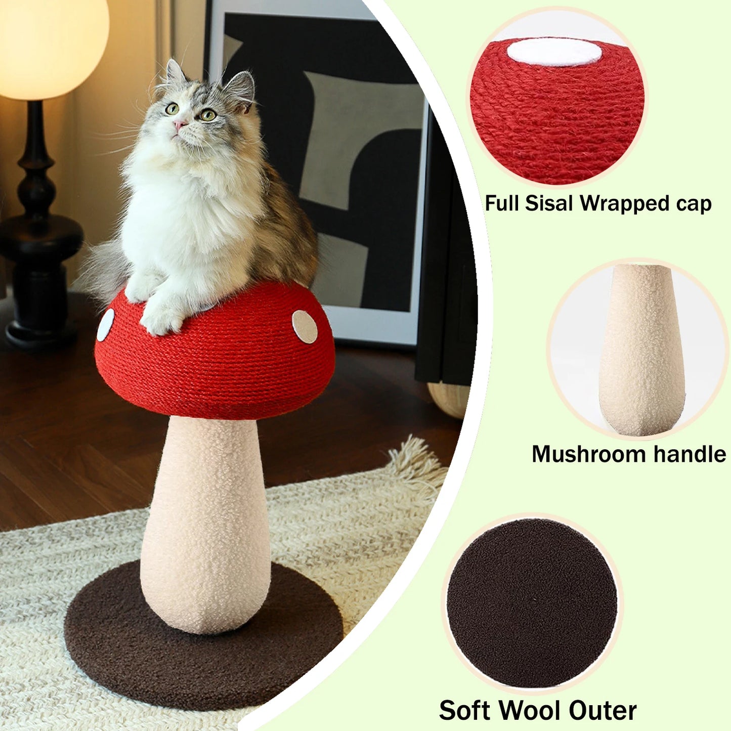 Oor Cats Mushroom Cat Tree Scratching Post Sisal Tower