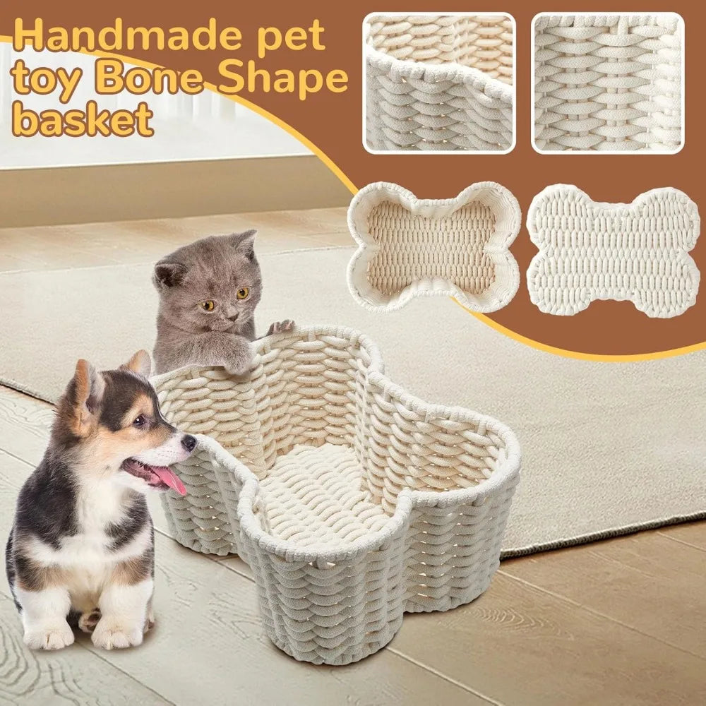 Hign-concerned Dog Toy Basket Bone Shaped Organizer