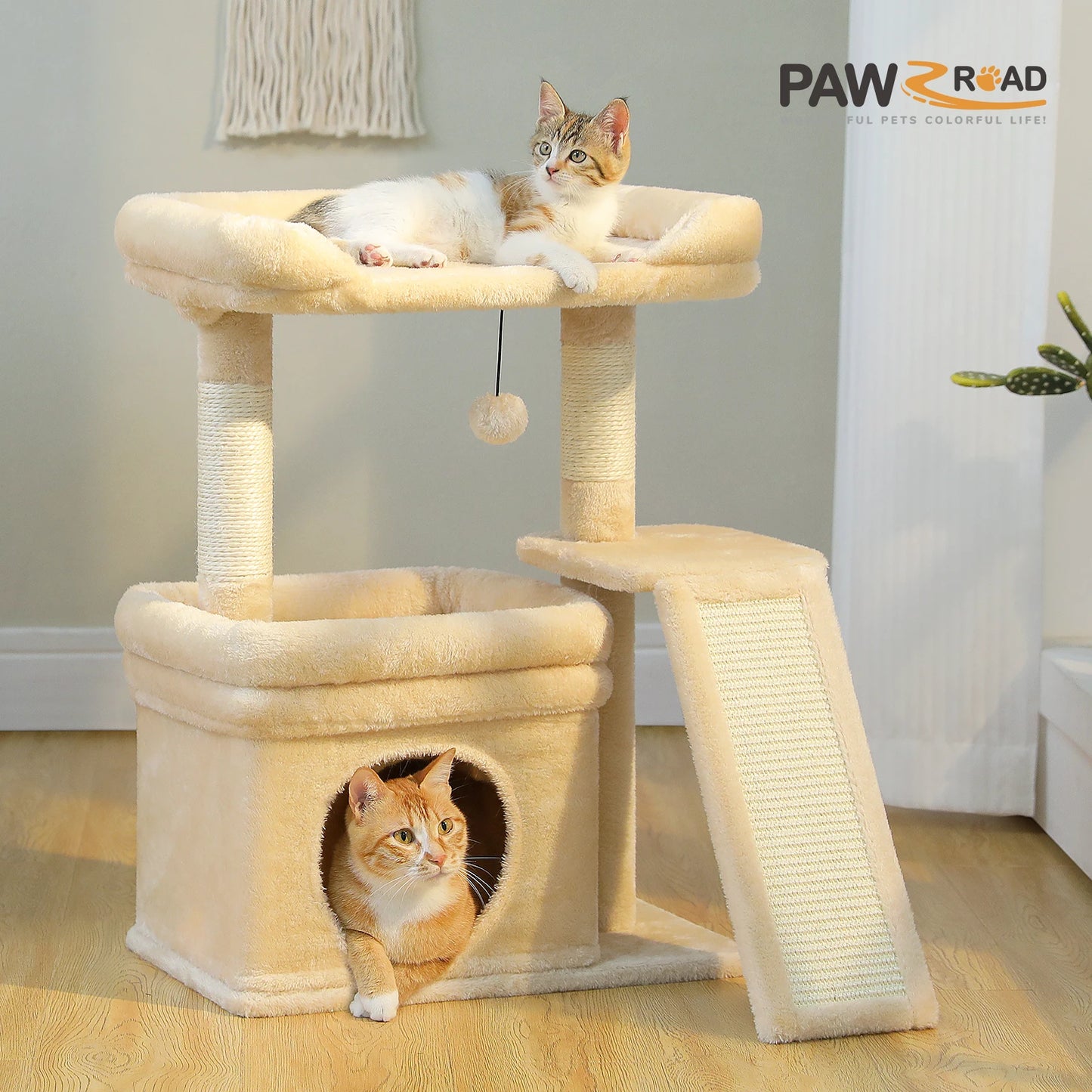 PAWZ Road Indoor Cat Tree Tower With DurableSisalScratchingPostPad HouseholdLiving