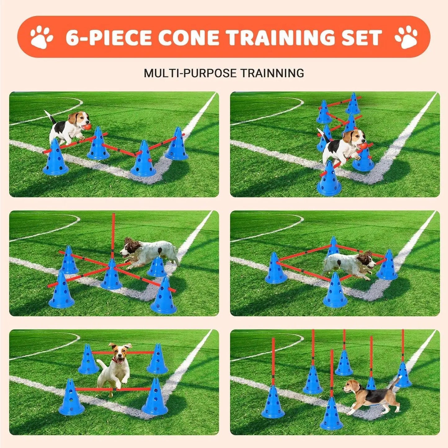 Hignconcerned Dog Agility Hurdle Cone Set With 12 Cones