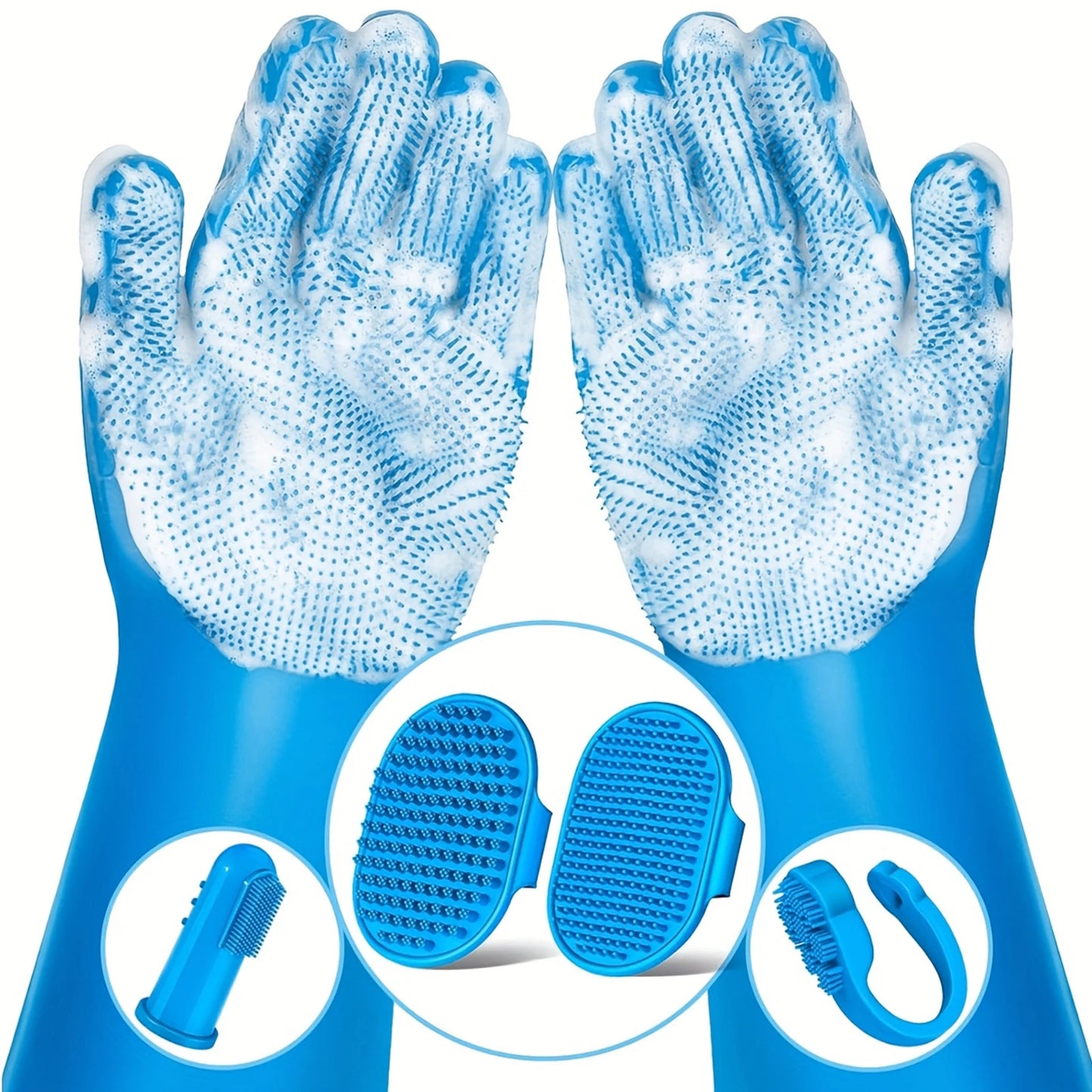 APWIKOGERH Silicone Dog Grooming Kit Gloves Bath Brush