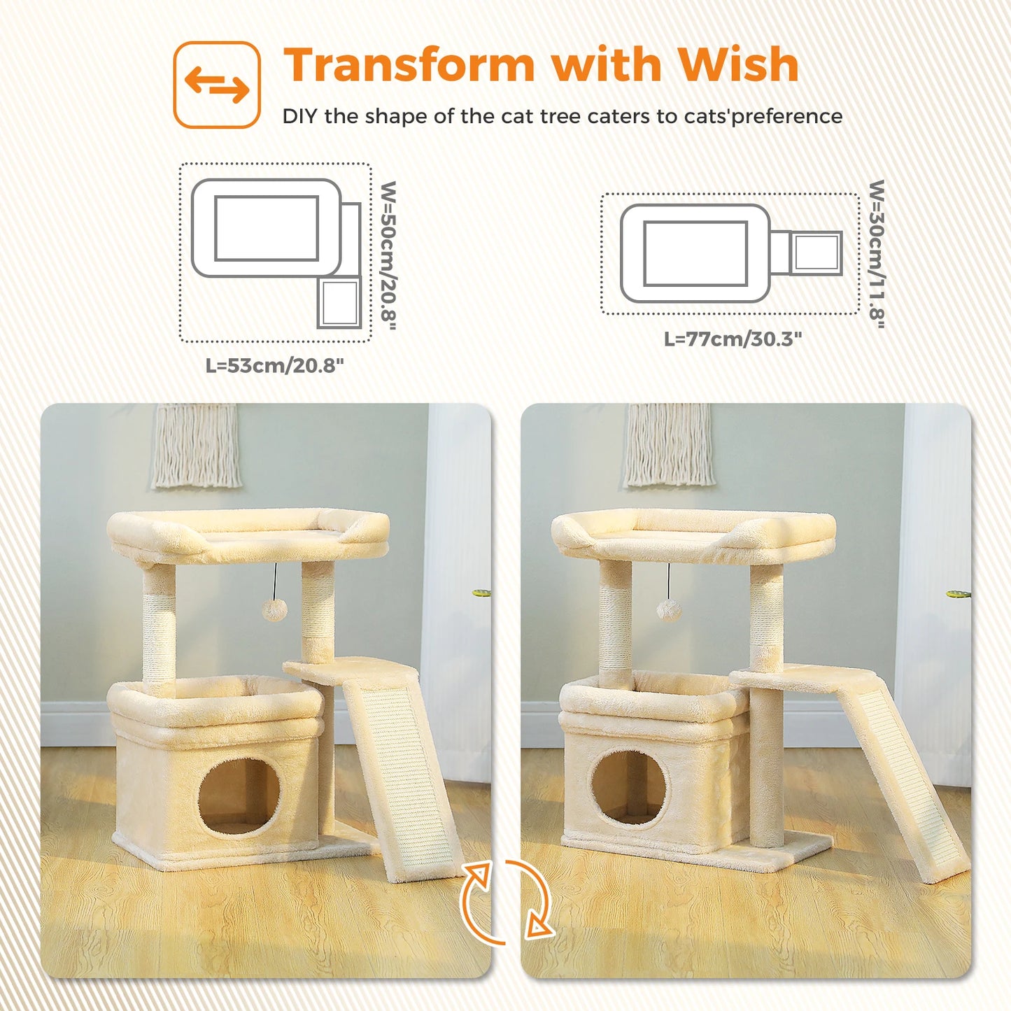 PAWZ Road Indoor Cat Tree Tower With DurableSisalScratchingPostPad HouseholdLiving