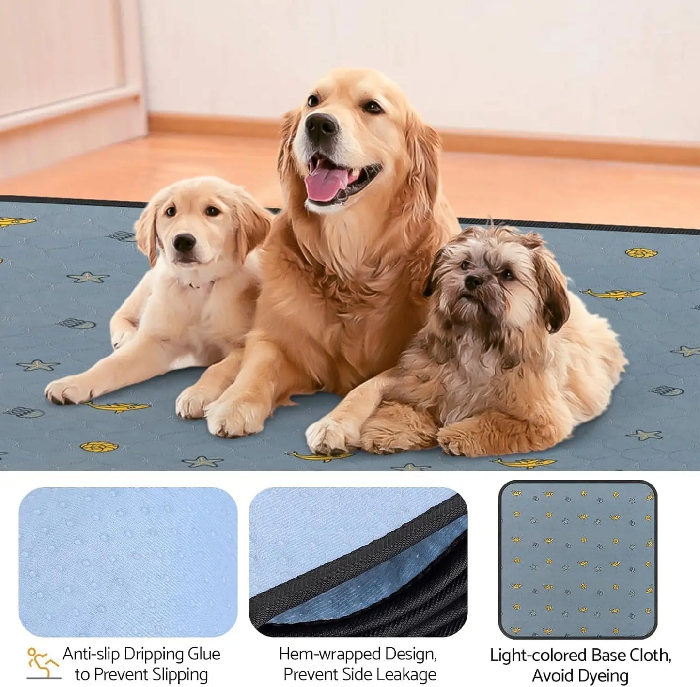 Reusable Washable Dog Pee Pads Non Slip Waterproof Shark Print