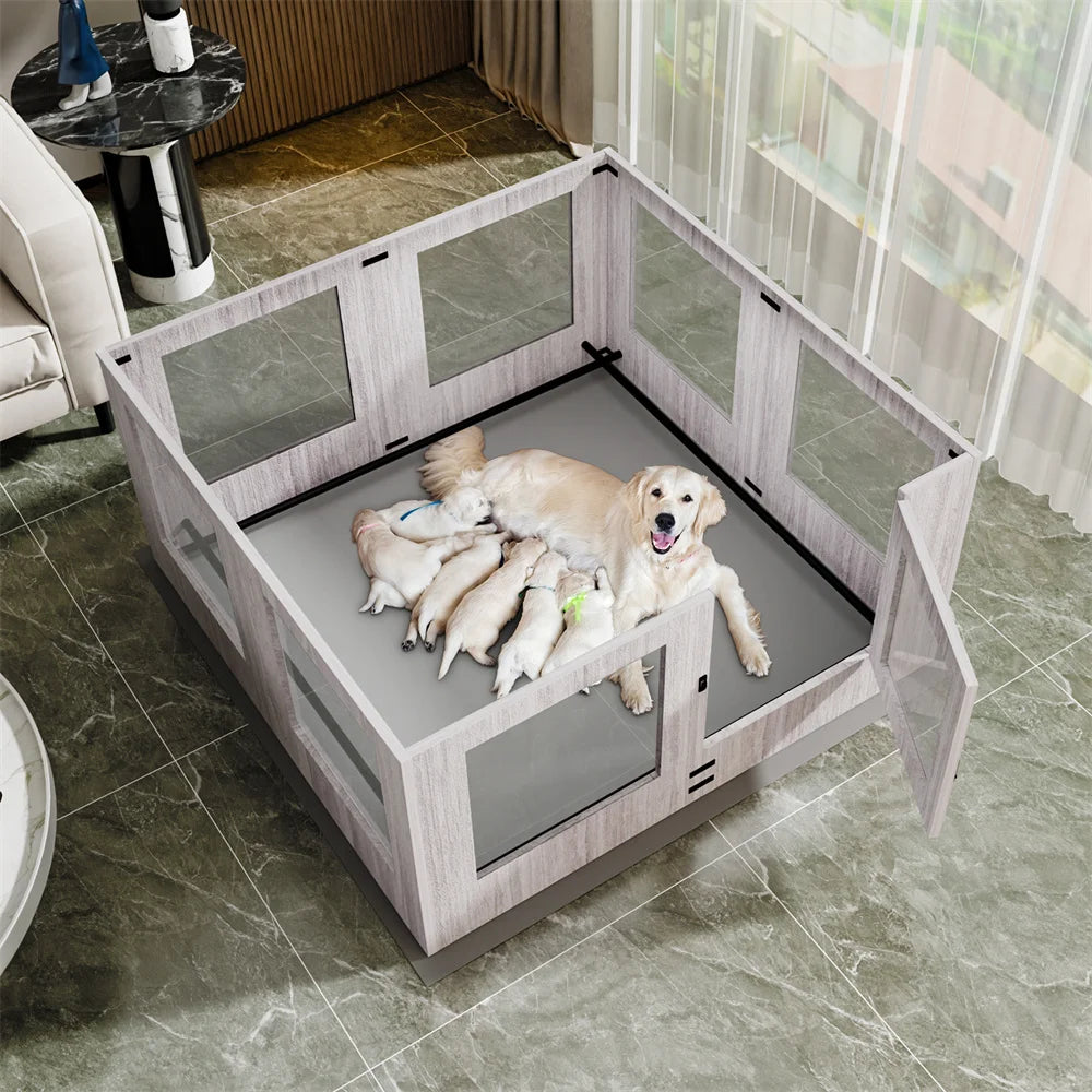Borwarth Heavy Duty Dog Whelping Box Indoor Tempered Glass