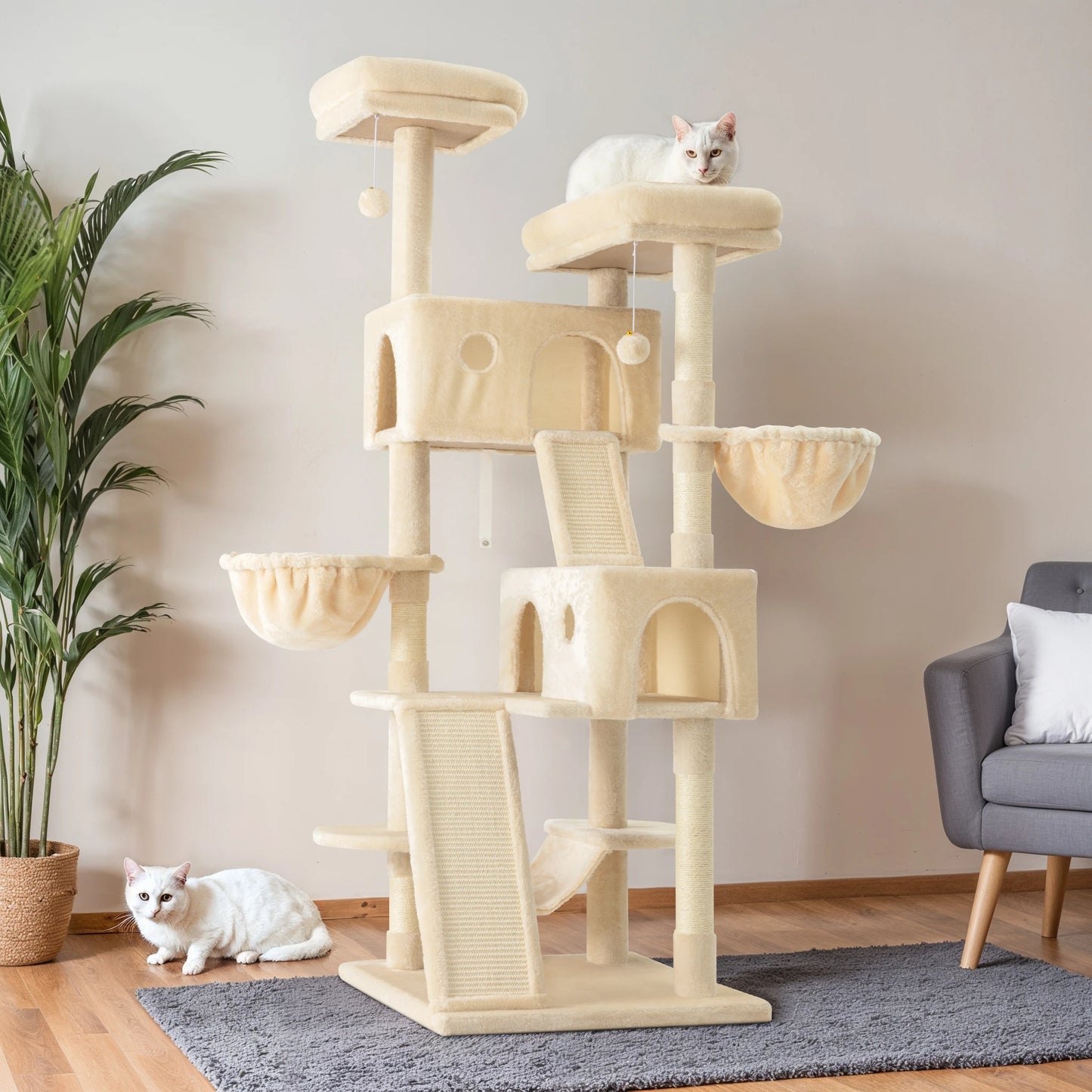 HOOMIC Cat Tree Tower Plush Perches for Large Cats