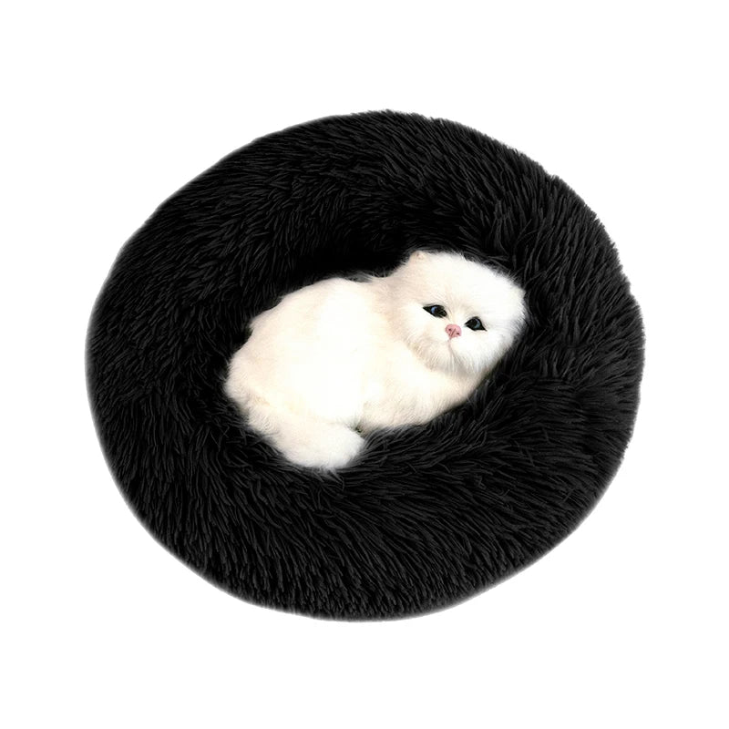 CN Sichuan Fluffy Plush Donut Dog Bed Round Kennel Cushion