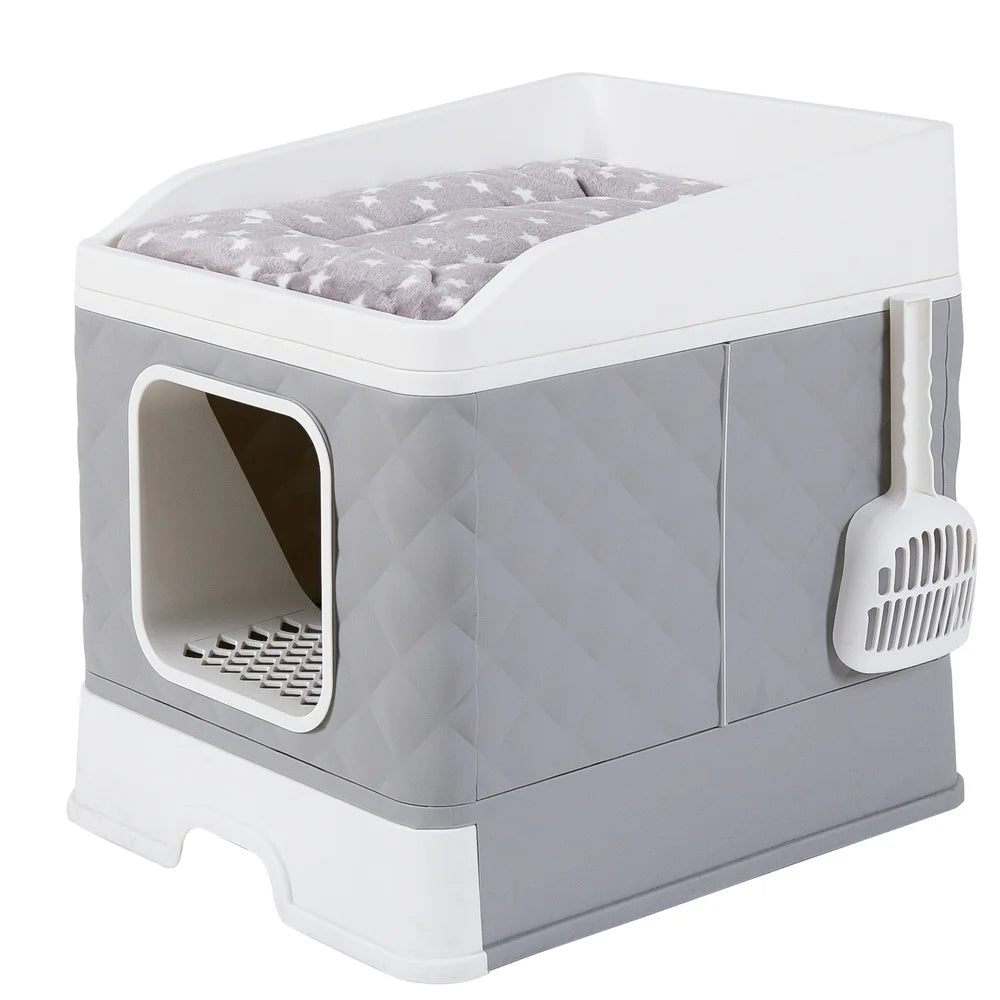 Feature Cat Litter Box Enclosure Semi Closed Hidden Cabinet