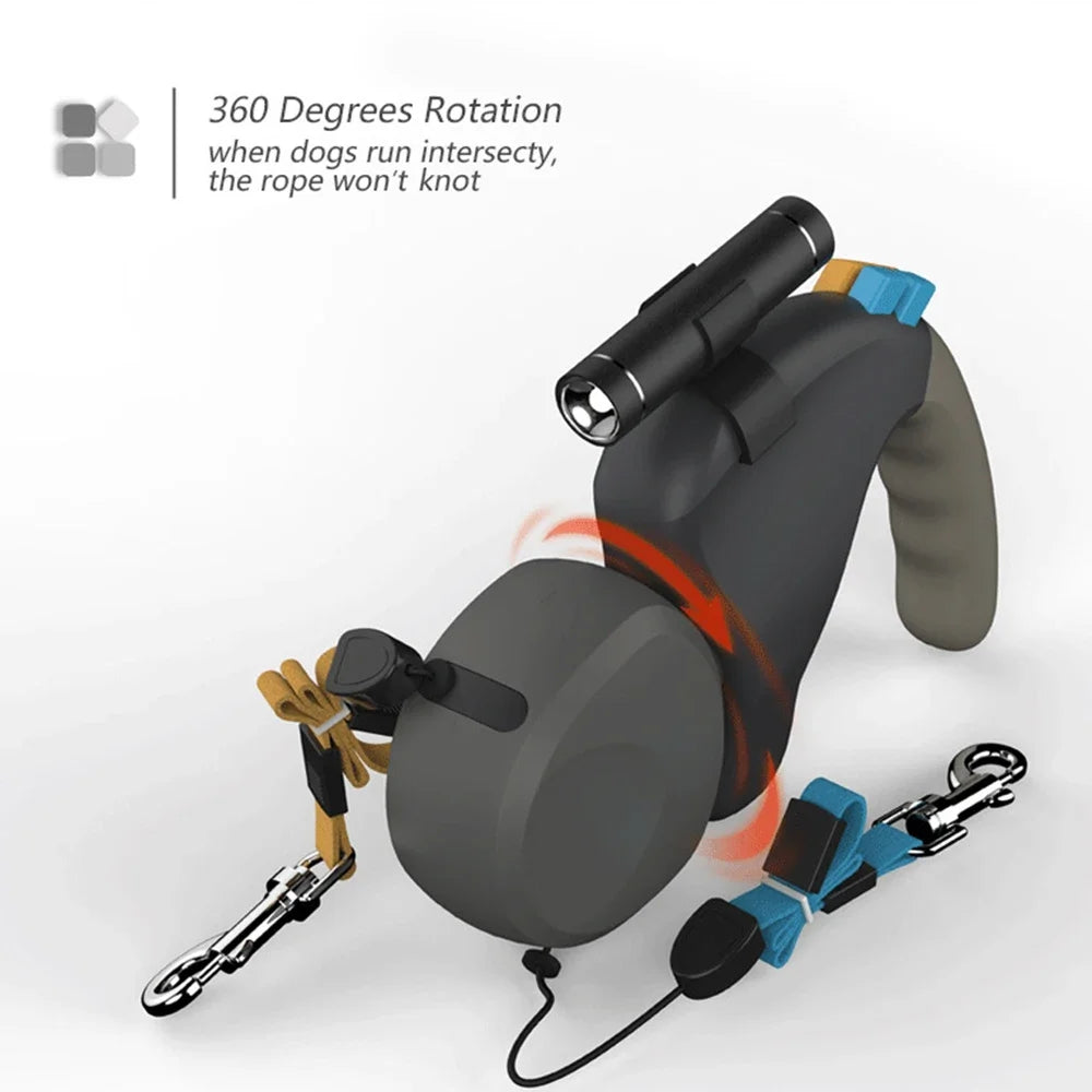 Guangdong Dual Dog Rope Leash With Light Retractable Belt