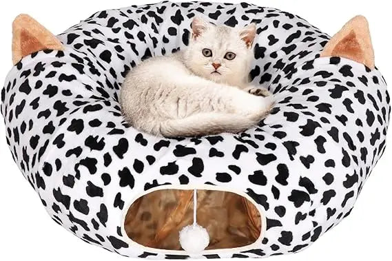 Cat Tunnel Bed Indoor Plush Cave Circle With Ball Toy