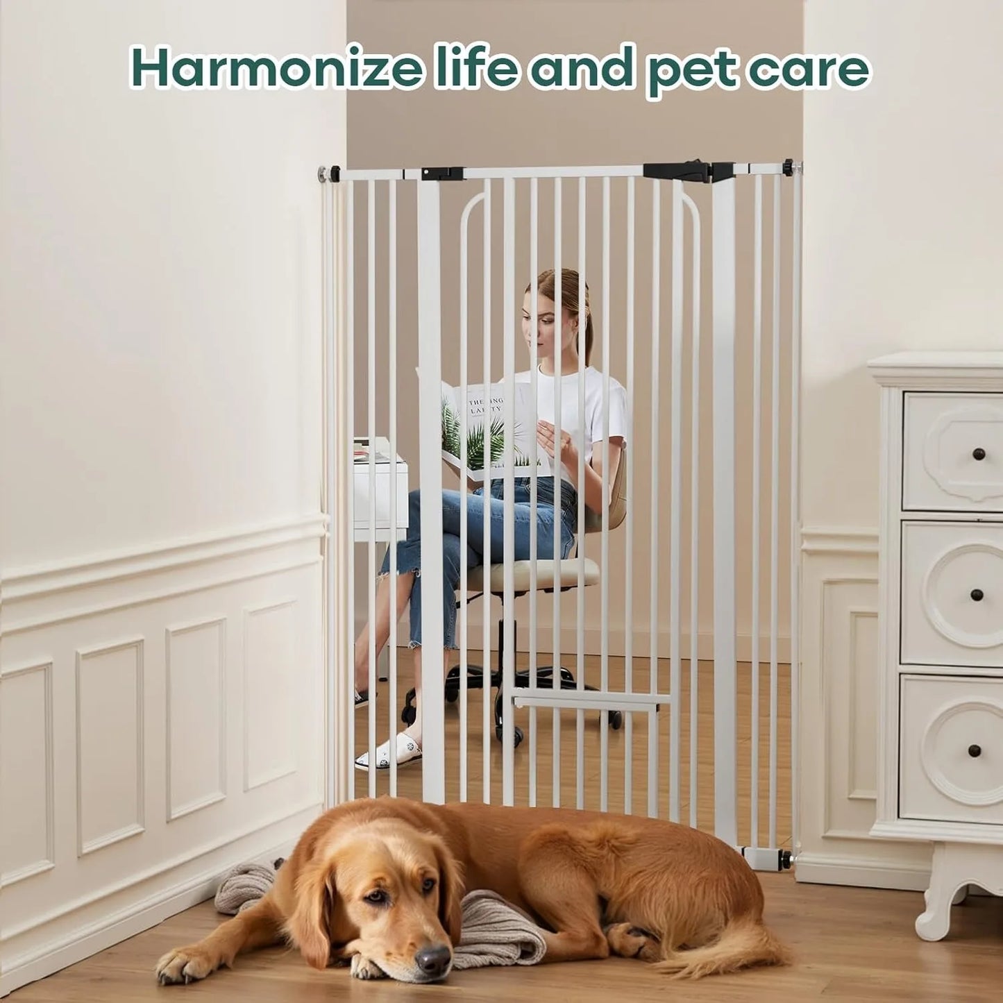 ZUIJI Tall Cat Gate For Doorways No Drilling Easy Use