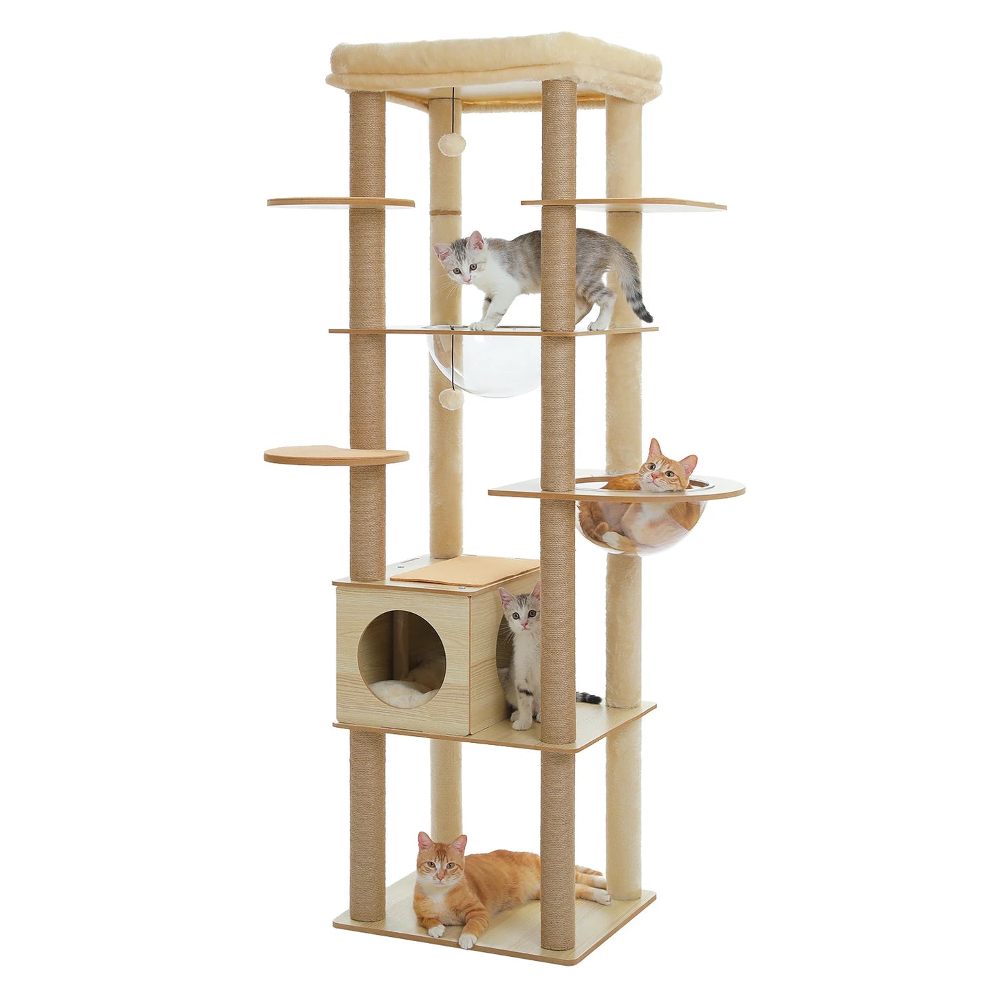 PAWZ Road Multi Level Cat Tree Wood Tower Scratcher