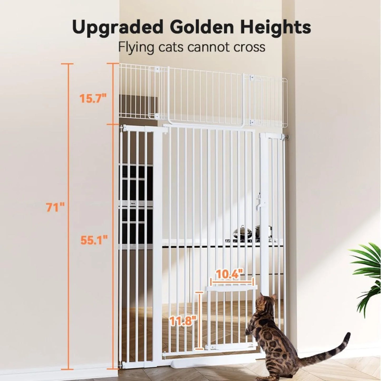 ZUIJI Pet Gate For Cats Walk Through Pressure Mounted