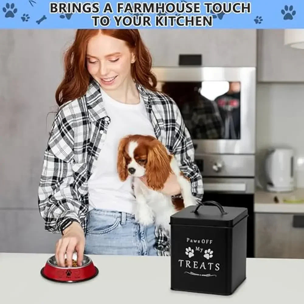 XMSJ Metal Dog Food Container With Tight Lid And Handles