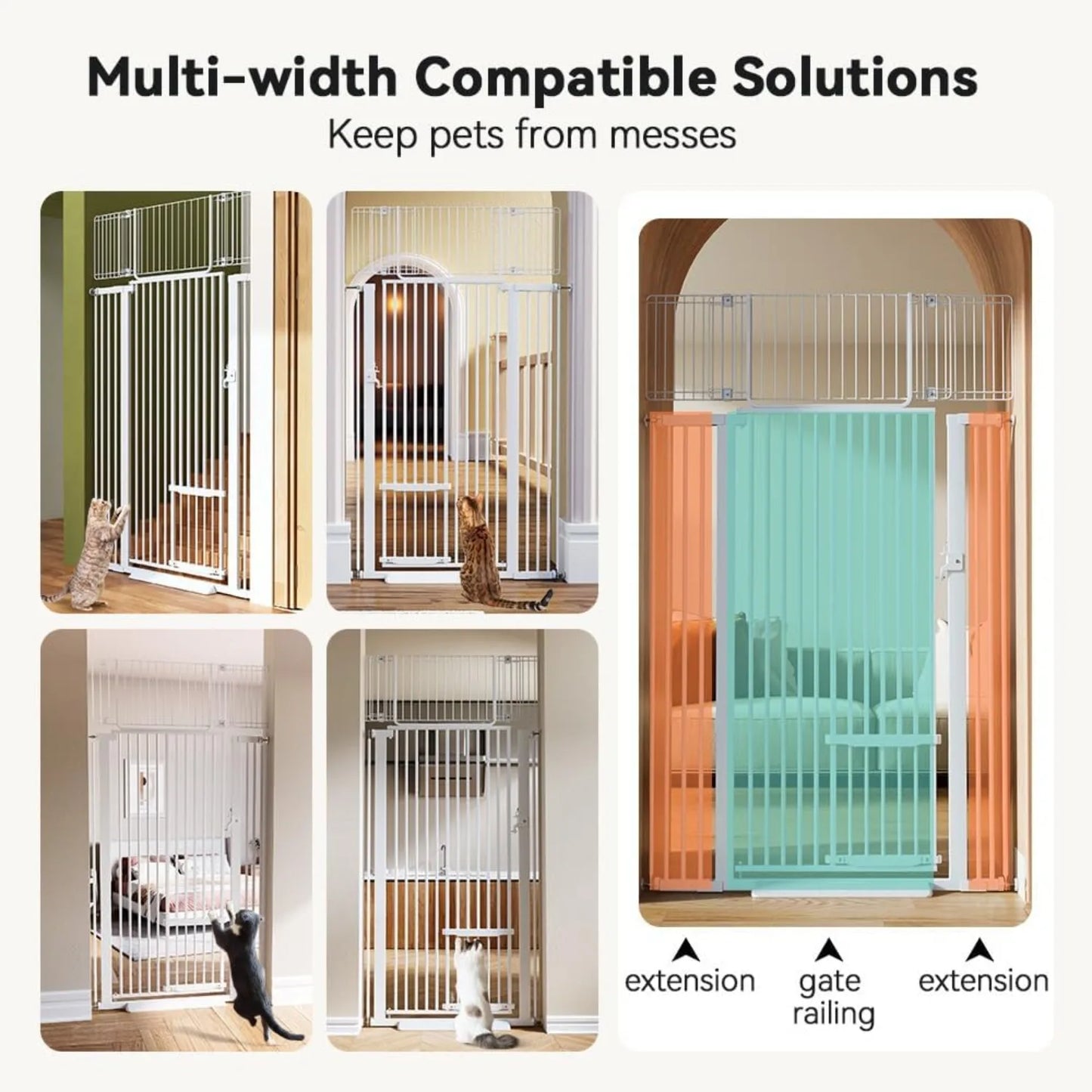 ZUIJI Pet Gate For Cats Walk Through Pressure Mounted