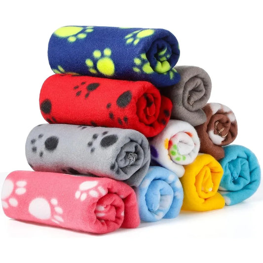 High-Concerned 10 Piece Paw Print Pet Blankets For Dogs Cats