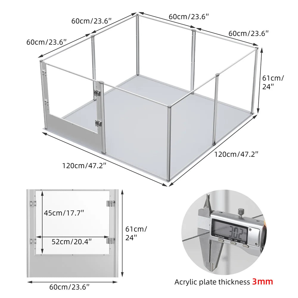 BORWARTH Acrylic Dog Playpen Indoor Enclosure With Pad