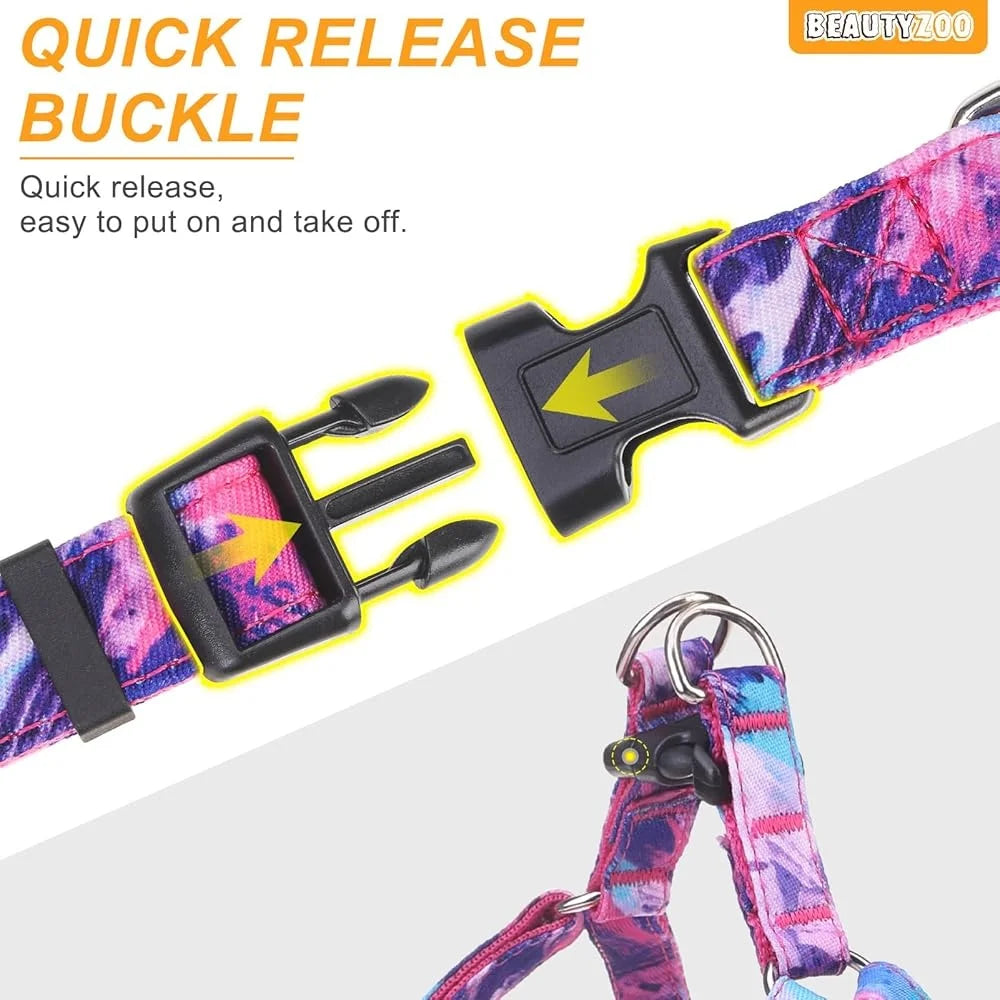 XMSJ Adjustable No Pull Dog Harness Leash Set Reflective