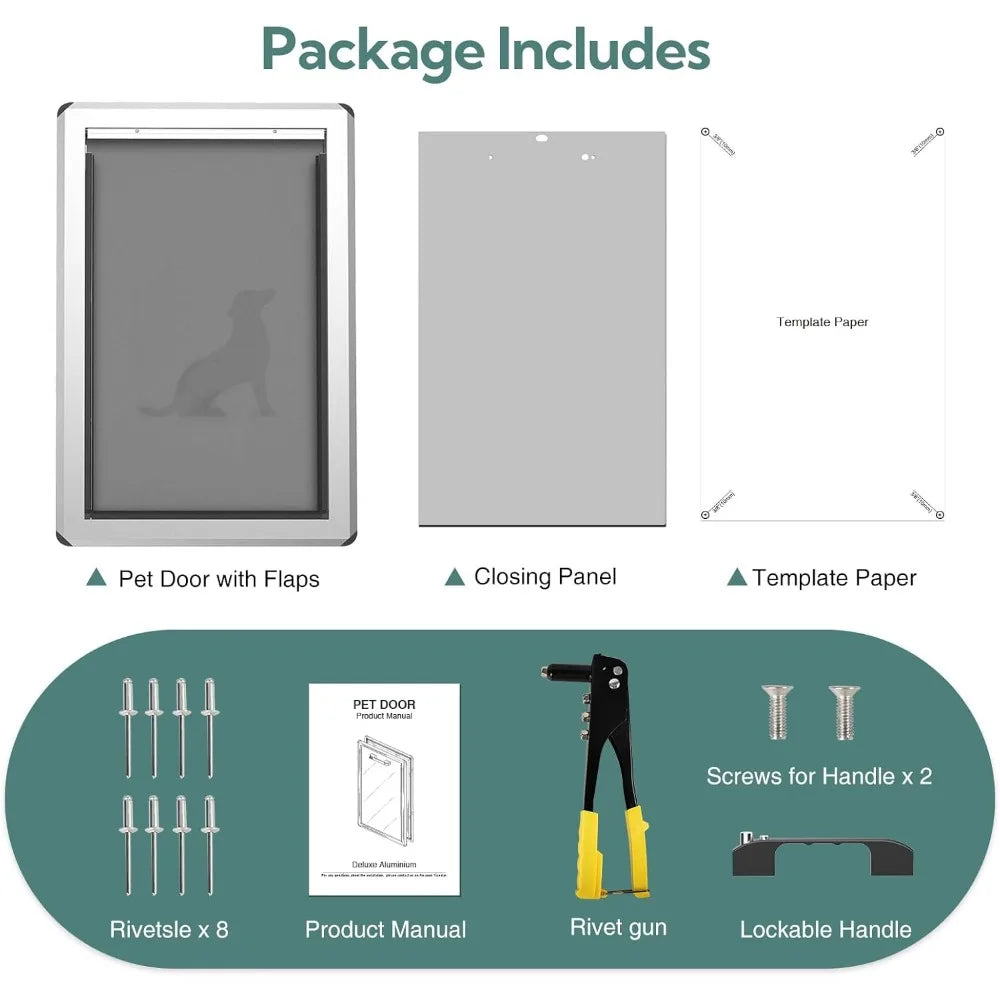 High Concerned Aluminum Dog Door Enclosed Magnetic Flaps