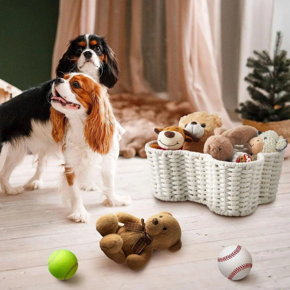 Hign-concerned Dog Toy Basket Bone Shaped Organizer