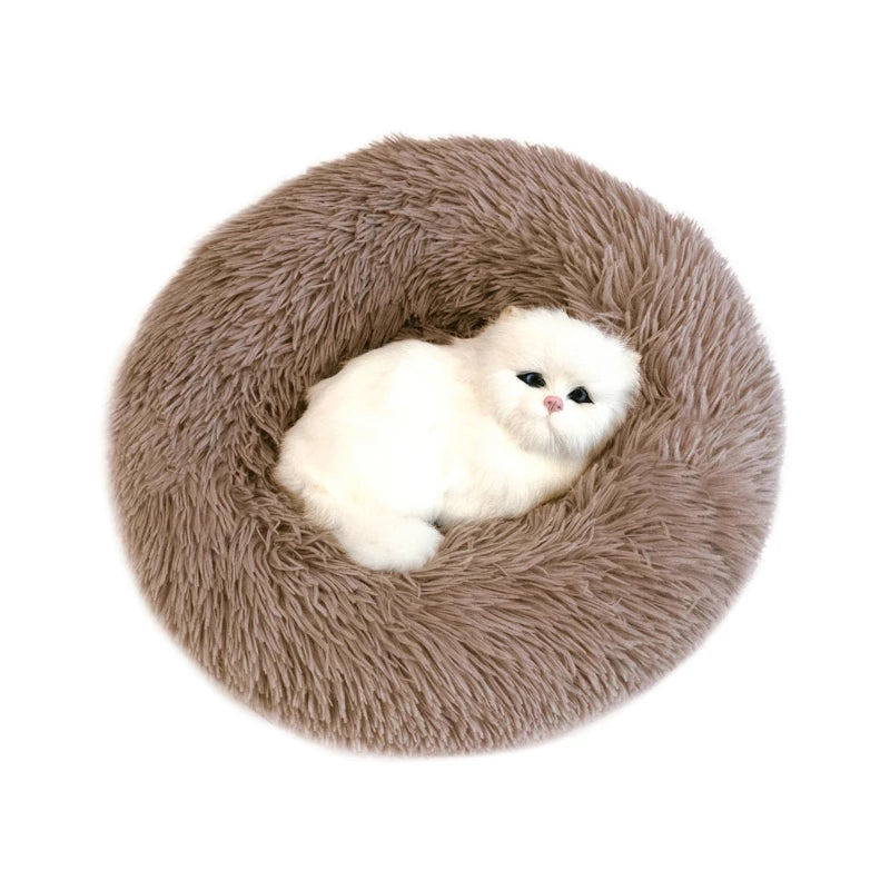 CN Sichuan Fluffy Plush Donut Dog Bed Round Kennel Cushion