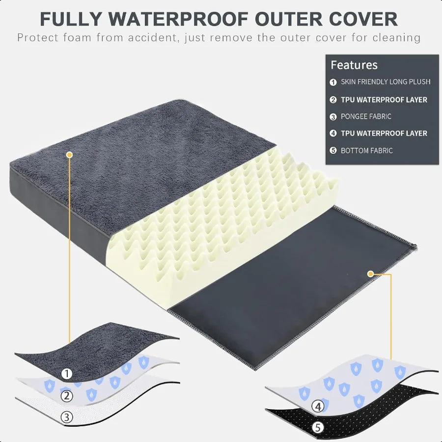 Waterproof Orthopedic Dog Bed for Crate with Washable Cover Foam