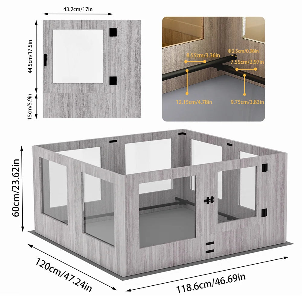Borwarth Heavy Duty Dog Whelping Box Indoor Tempered Glass