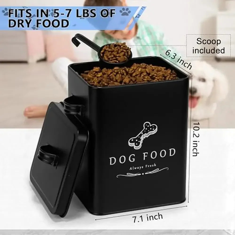 XMSJ Metal Dog Food Container With Tight Lid And Handles