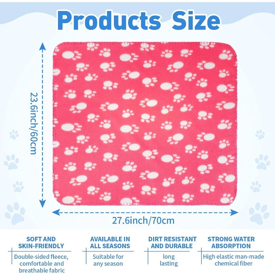 High-Concerned 10 Piece Paw Print Pet Blankets For Dogs Cats