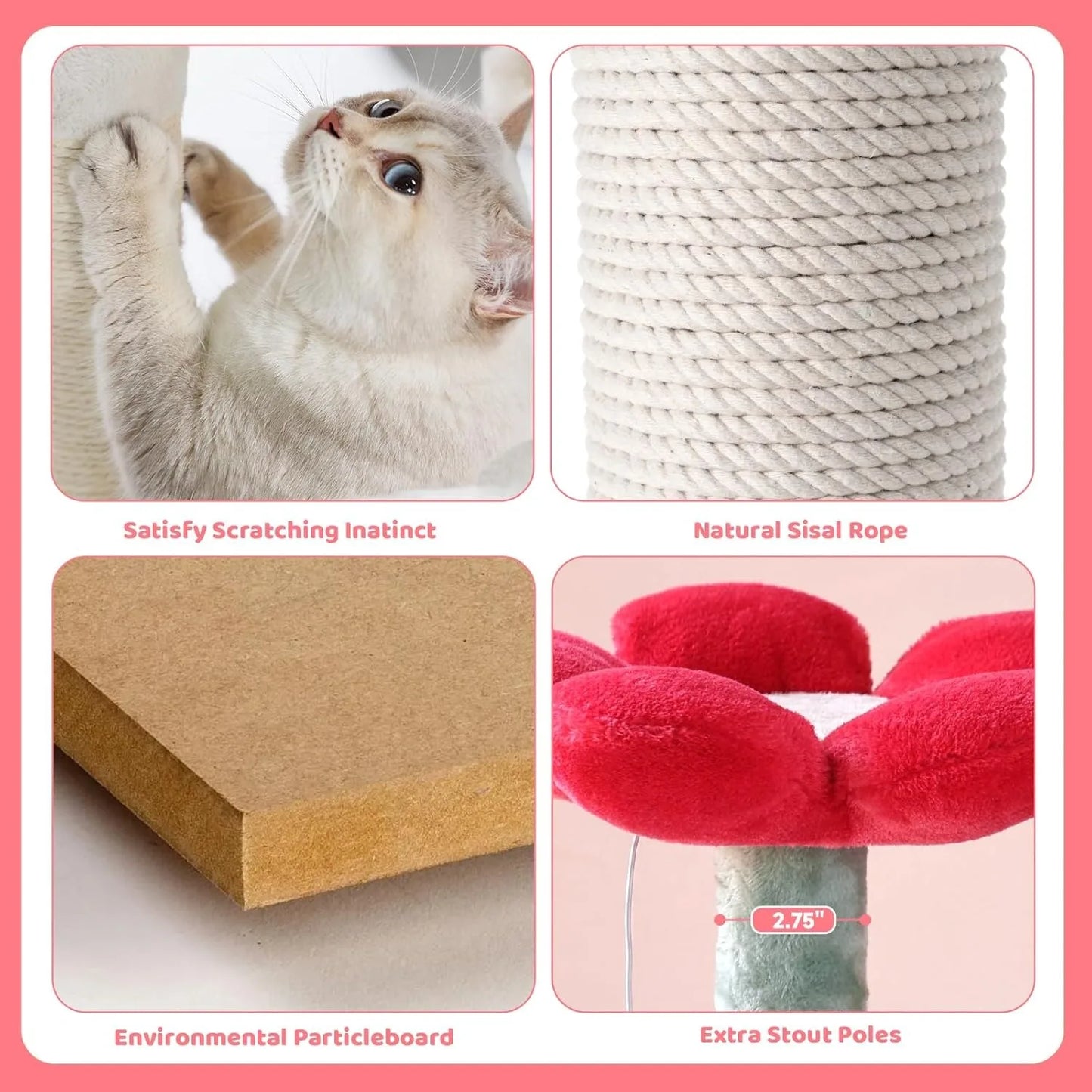 ZUIJI Flower Dign Cat Tree Multi Level Tower For Cats