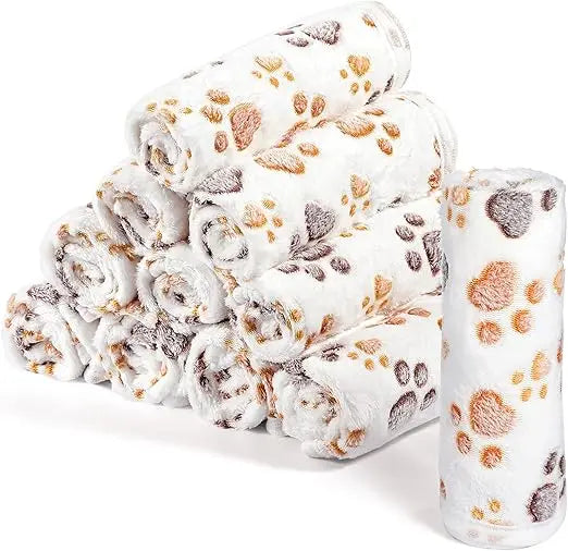 12 Piece Fleece Pet Blanket Set For Dogs And Cats All Season