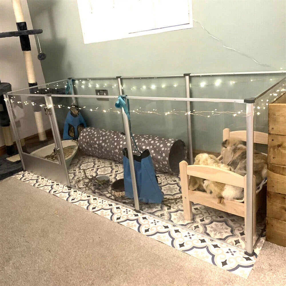 BORWARTH Acrylic Dog Playpen Indoor Enclosure With Pad