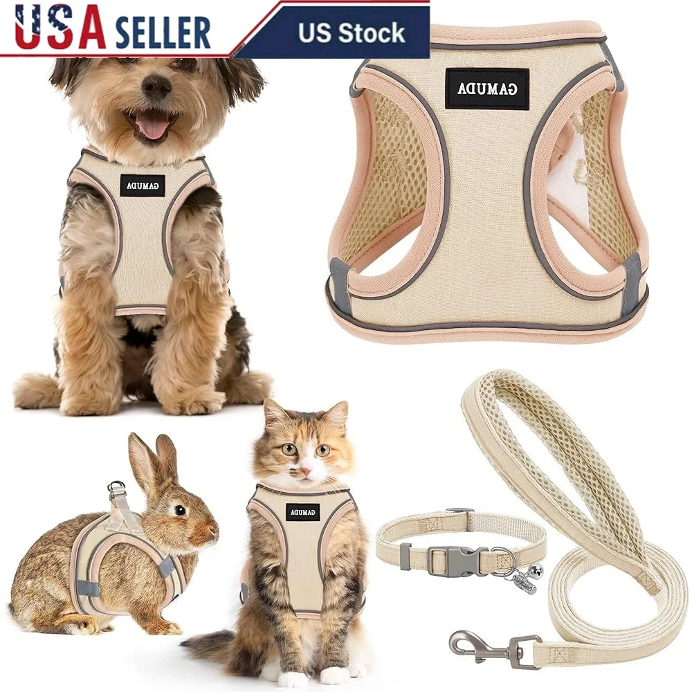Fujian No Pull StepIn Harness Leash Collar Set Reflective
