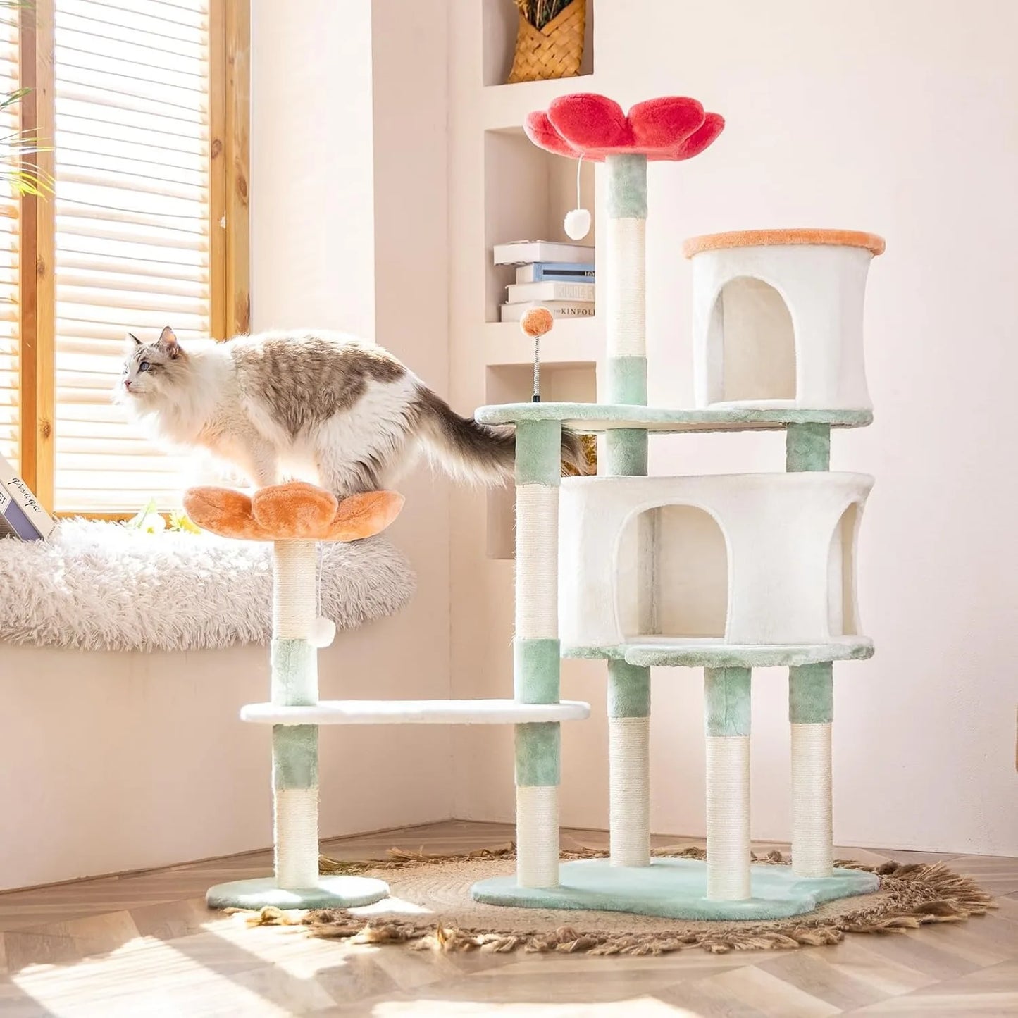 ZUIJI Flower Dign Cat Tree Multi Level Tower For Cats