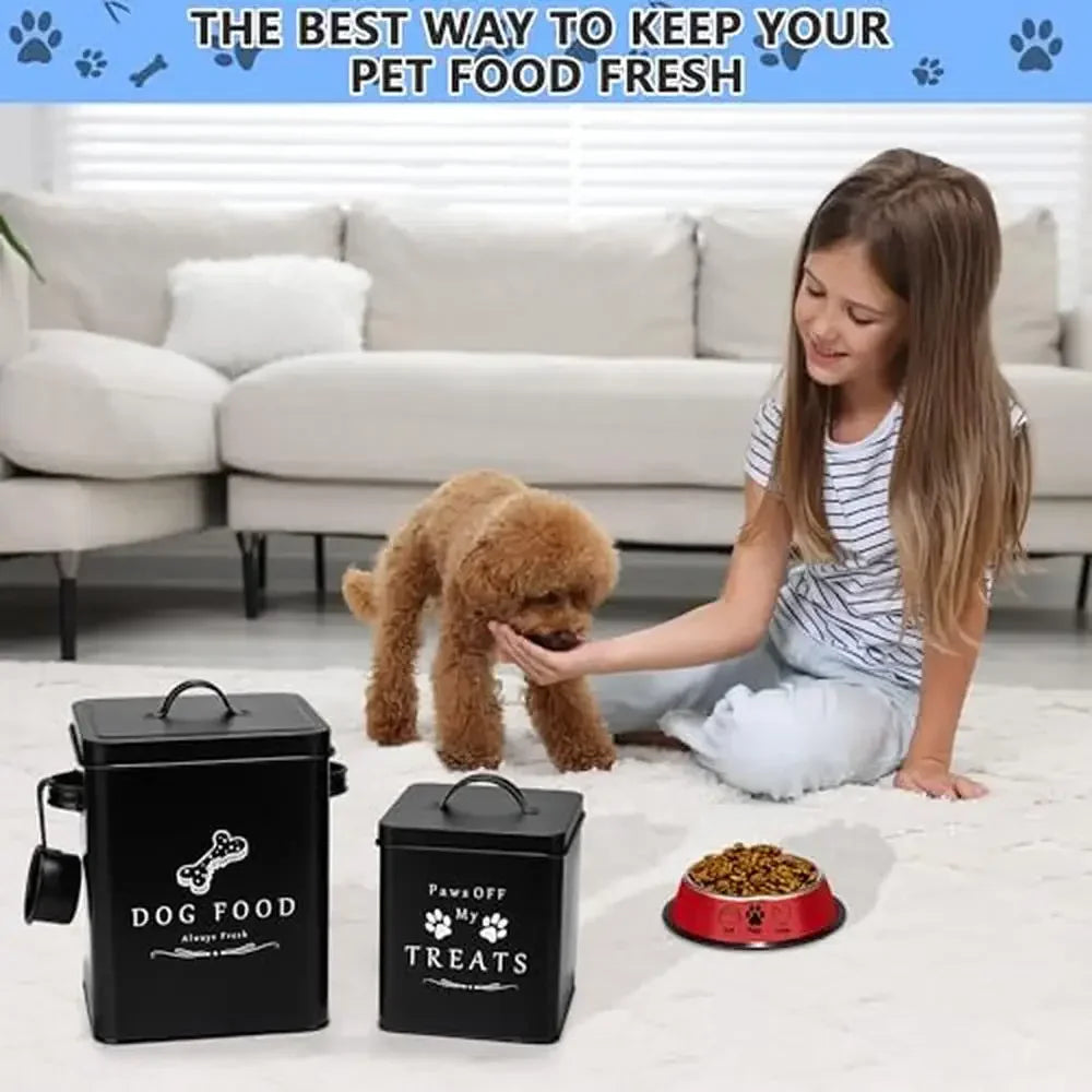 XMSJ Metal Dog Food Container With Tight Lid And Handles