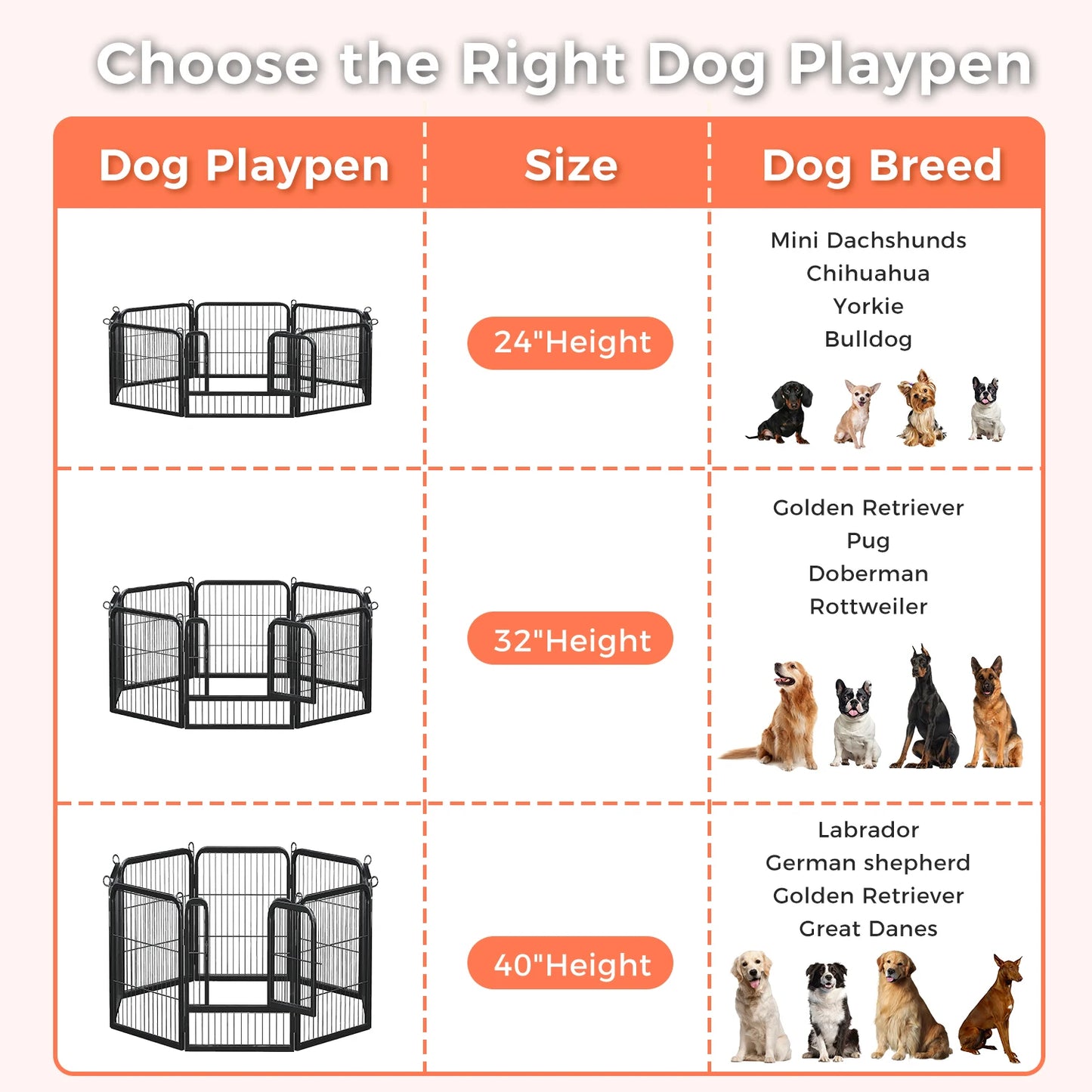 PEQULTI Heavy Duty Metal Puppy Playpen Indoor Outdoor