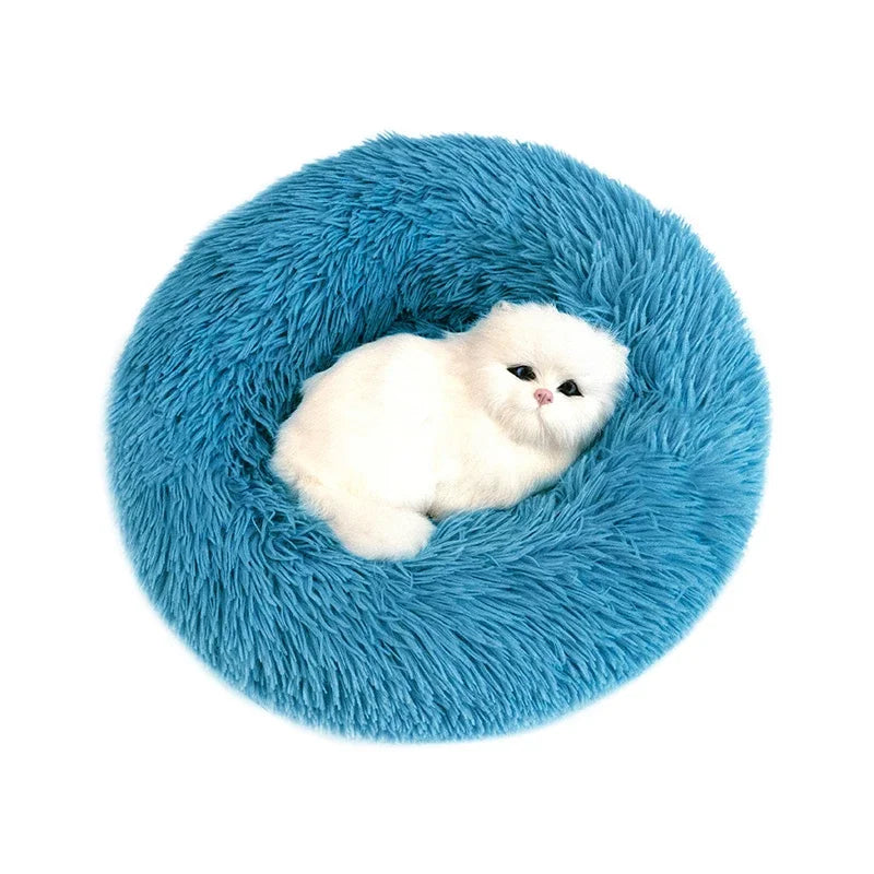 CN Sichuan Fluffy Plush Donut Dog Bed Round Kennel Cushion